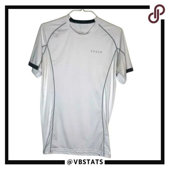XXL Tesla White and Black Compression SS Shirt - Picture 1 of 4